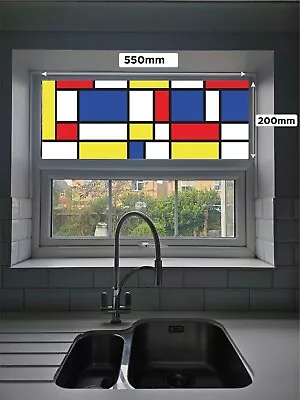Buy Stained Glass Window Film - Abstract - Multicoloured - Easy Apply - No Glue • 13.99£