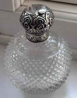 Buy Lovely Victorian Silver Lidded Cut Glass Scent Bottle 1887 Colen Hewer Cheshire. • 37.50£