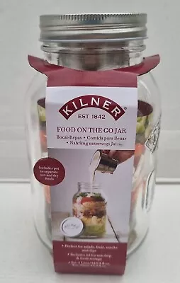 Buy Kilner Food On The Go Jar 1 Litre Glass Jar With Dip Pot For Salads And Snacks • 9.99£