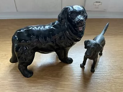 Buy Two Black Labrador Ornaments One China One Metal • 5£