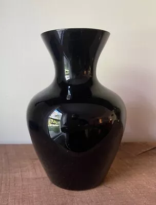 Buy Vintage Black Amethyst Fluted Glass Vase • 18.64£