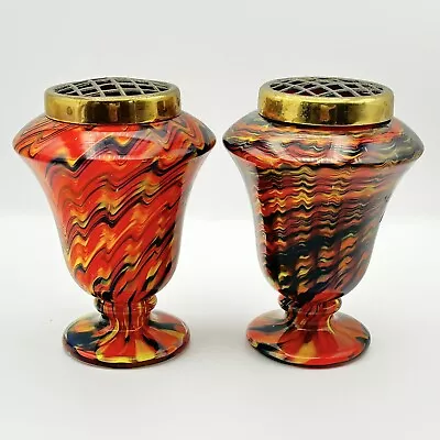 Buy Vintage Bohemian, Spatter Glass. Pair Of Vases  • 30£