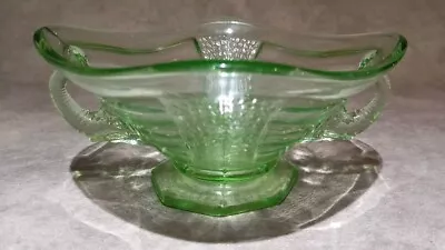 Buy Vintage Sowerby Style Art Deco Green Glass Bowl Elephant Handles  • 14.99£