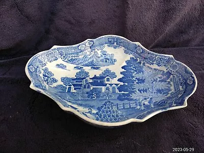 Buy Antique Large 10  C18/19th Rare Pearlware  Pottery Chinoiserie Transferware Dish • 15£