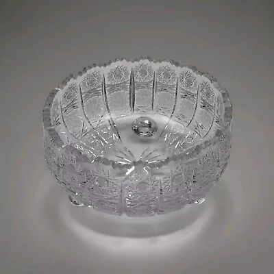 Buy Bohemian Czech Crystal Footed Bowl Hand Cut Queen’s Lace 24% Lead Glass • 140.04£