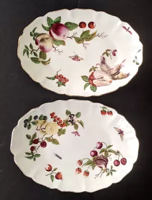 Buy 18thC.Chelsea Porcelain Pair Sweet Meat/Candy Dishes Fruit/Insects Red Anchor Mk • 511.63£