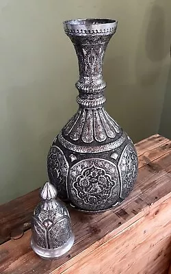 Buy Antique Silver Over Copper Persian Arabic Islamic Vase Bottle Decanter Flask • 20.19£