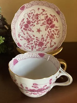 Buy Meissen Pink Indian Flower Tea Cup & Saucer-1st Quality- Mint Condition • 195.71£