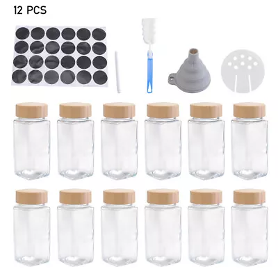 Buy 12/24 Glass Spice Jars With Bamboo Lids Storage Bottles Containers Airtight Pots • 11.95£