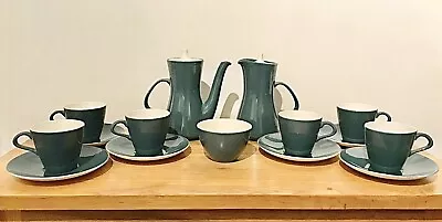 Buy Vintage 1960s Mid Century Poole Pottery Twintone Teal Coffee Espresso Set For 6 • 0.99£