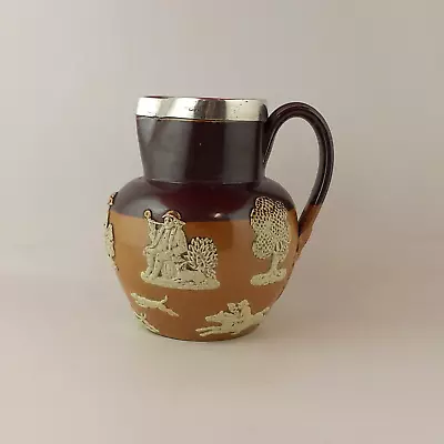 Buy Royal Doulton Large Antique Lambeth Stoneware Silver Rimmed Harvest Jug- 7247 RD • 66.50£