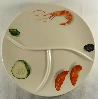 Buy Set Of 4 Vintage Ironstone 1950s Divided Seafood Antipasto 10.5 Inch Plates (B) • 23.30£
