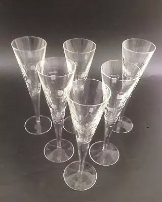 Buy 6 Royal Doulton Crystal Champagne Glasses Flutes 9  Tall Squares Design  • 9.99£