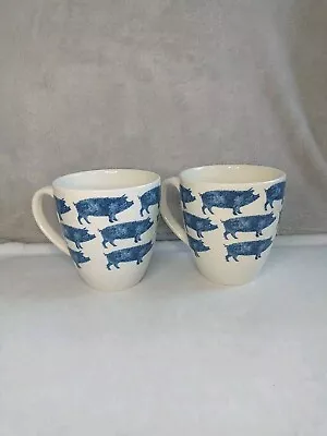 Buy 2 Blue And White Pig Porkie Porky Mugs Queens By Churchill Sieni  • 33.54£