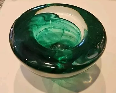 Buy Kosta Boda Art Glass Tealight Votive Candle Holder Green Swirl 4 Inch • 13.98£