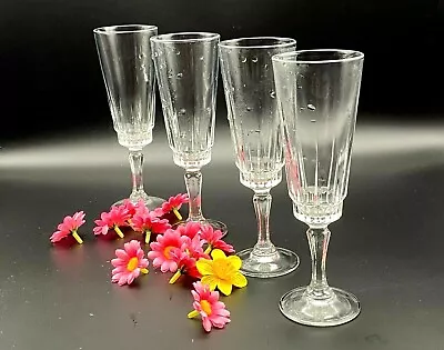 Buy Vintage Cut Glass Crystal Set Of Four  Flute Glasses 16cl  Boxed • 93£