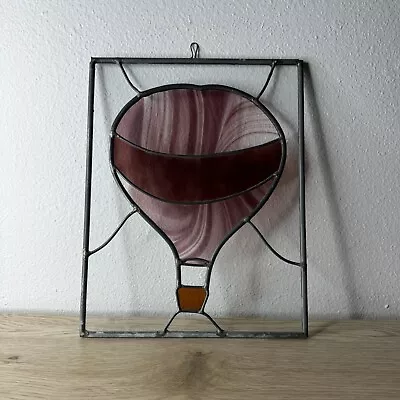 Buy Rectangle Colorful Leaded Stained Glass Hot Air Balloon  Hanging Window Panel • 63.37£