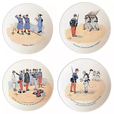 Buy 4 Antique Victorian Sarreguemines ‘Mon Regimènt U&C’ Plates - France - 1880 • 44.20£