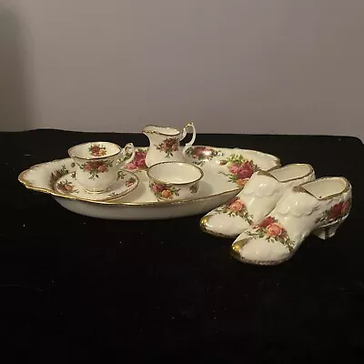 Buy Royal Albert Old Country Roses Miniature Tea Set & Shoes 7 X Pieces • 24.99£