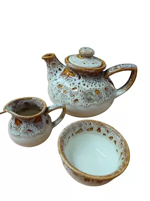 Buy Fosters Honeycomb Pottery Teapot Sugar Bowl Cream Jug Cream Beige Matching  • 12.98£