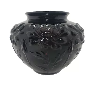 Buy Vtg 1930s Tiffin Black Amethyst Glass Chrysanthemum Vase Glossy HTF • 65.23£