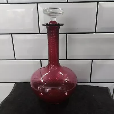 Buy Nason Moretii Murano Cranberry Glass Decanter, With A Clear Glass Stopper • 29.99£