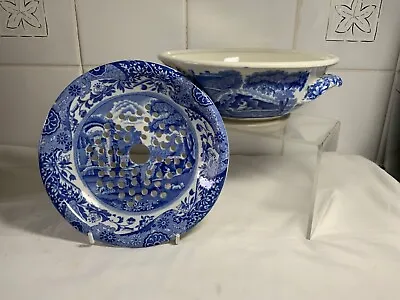 Buy Vintage Spode Italian Blue White Drainer And Base - Damage To A Handle • 74.99£