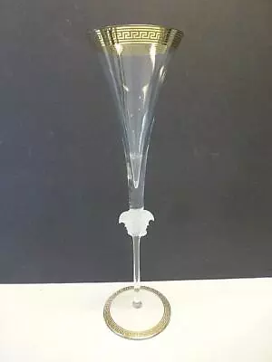 Buy Versace Rosenthal Crystal Medusa D'Or Gold Greek Key Fluted Champagne Glass 12  • 198.04£