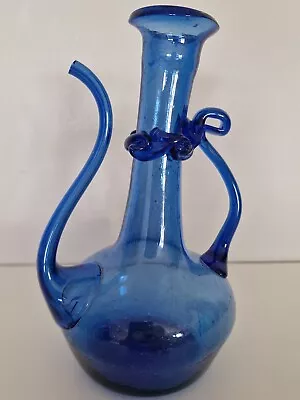 Buy Cobalt Blue Blown Art Glass Persian Style Ewer / Rosewater Sprinkler • 1.99£