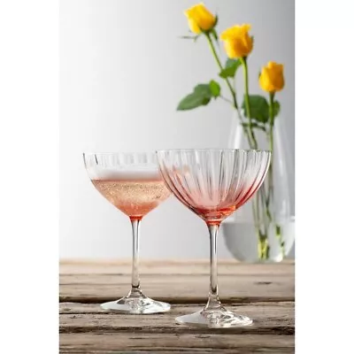 Buy Champagne Glasses Galway Crystal Erne Pink Blush New In Boxes • 29.99£