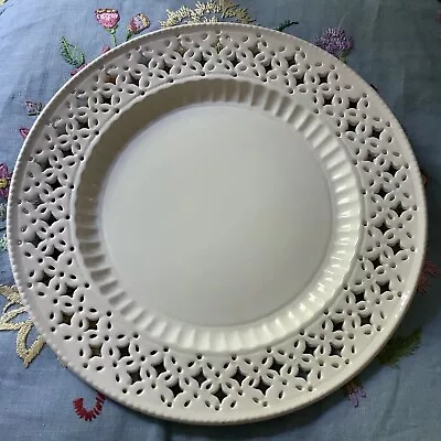 Buy Vintage LPC Authentic Leedsware English White Pierced Decorative Porcelain Plate • 20£
