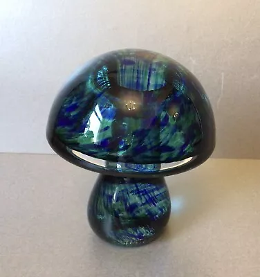 Buy Vintage Wedgwood Glass Mushroom Paperweight Ornament Swirled Dark Blue & Green • 29.99£