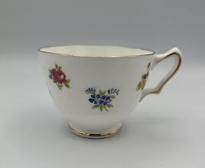 Buy Crown Staffordshire Fine Bone China White Tea Cup W/ Handle Floral Pattern VTG • 13.97£
