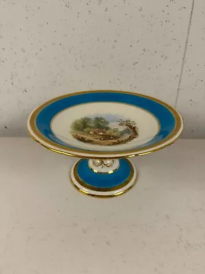 Buy Antique Minton Porcelain Compote Blue Gold & Painted Landscape Scenes Decoration • 326.18£