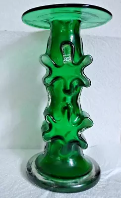 Buy Riihimaen Riihimaki Lasi Green Candle Holder 8  Inches Tall • 40£