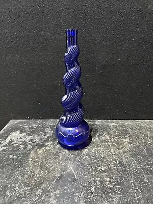Buy SHONFELD'S USA Vintage Cobalt Blue Glass Spiral Genie Bottle Decanter Vase LARP • 15£