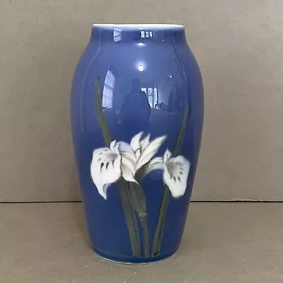 Buy Antique Royal Copenhagen White Flowers, Green Leaves On Blue 5  Vase 526/88 Den. • 46.59£