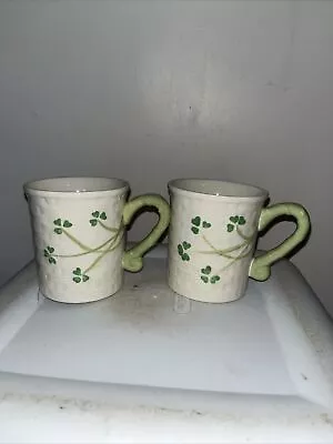 Buy Set If 2 Celtic Classics Coffee Mug Stoneware Basketweave Shamrock Pattern 12 Oz • 13.97£