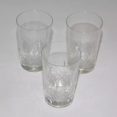 Buy 3x Crystal Cut Glass Tall Whiskey Tumbler Glasses • 7.99£