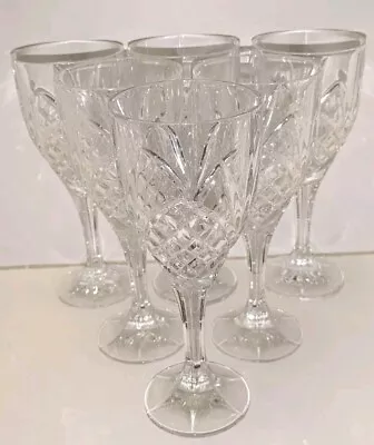 Buy 🍷🍷🍷6 X ROYAL DOULTON GOOD SIZE LEAD CRYSTAL WINE GLASSES WITH FACETED STEMS  • 27£