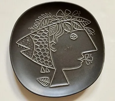 Buy RARE COLLECTABLE VINTAGE MID CENTURY STIG LINDBERG PIAZZA PLATE No.2 WOMAN+ FISH • 99.99£