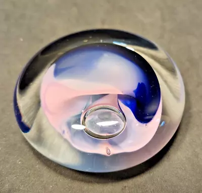 Buy Rollin Karg Paperweight Studio Art Glass Purple Pink W/ Bubble • 42.01£