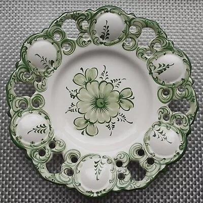 Buy Vestal Wall Hanging Plate Hand Painted Made In Portugal Green Floral 23 Cm • 14.99£