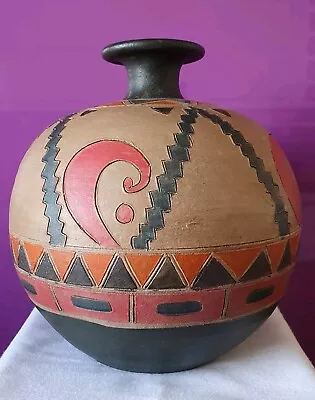 Buy Large Vintage Portuguese Handmade/Handpainted Decorative Pottery Vase 26x24 Cm • 70£