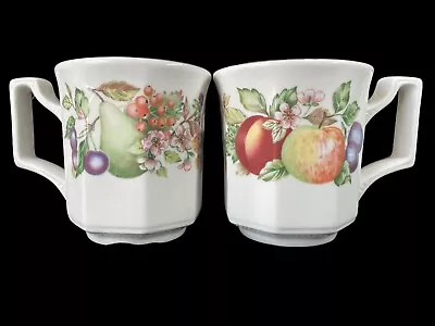 Buy 2 Two VINTAGE Johnson Brothers Octagonal Fresh Fruit COFFEE Cups Mugs Near Mint • 14.95£