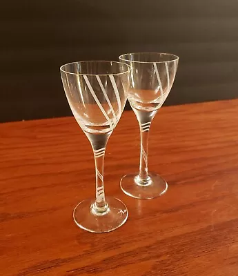 Buy Vintage Sherry Cordial Glass Crystal Swirl Mid Century Modern Design Set Of 2 • 16.77£