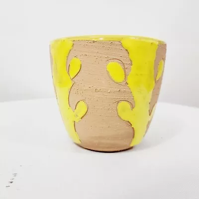 Buy Handmade In Italy Yellow Artisan Clay Ceramic Flower Succulent Pottery Planter • 23.28£