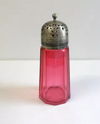 Buy Vintage Cranberry Coloured Glass Sugar Sifter With Epns Plated Top • 10£
