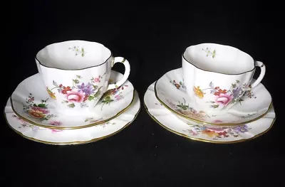 Buy Pair Of Royal Crown Derby Posies Tea Cups Side Plates And Saucer Trios • 14.99£