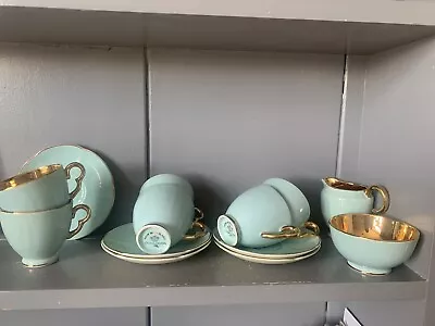 Buy Vintage Crown Devon Fieldings Turquoise Gold  Lustre  Tea Set • 25£